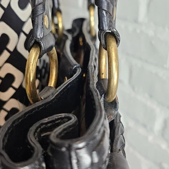 Coach Hamptons Leather Shoulder Bag Black Braided Strap Tassel Vintage - Picture 8 of 16